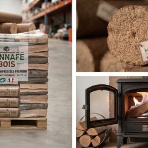 Bûches compressées 100 % naturelles – sac 10 kg ou palette 960 kg
